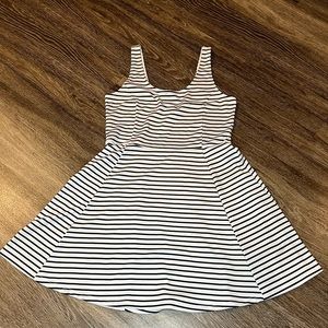 Navy and white striped skater dress